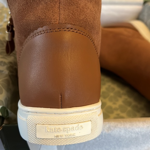 ♠️ kate spade Harper Winter Sneakers Suede Cow Leather Faux Fur Collar - Picture 11 of 13